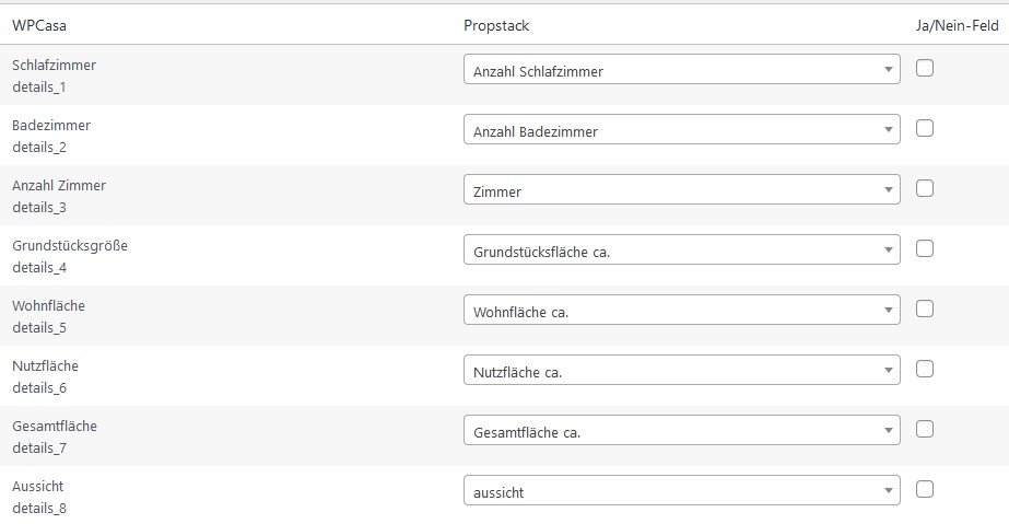 WP Import für Propstack Feldzuordung Standard
